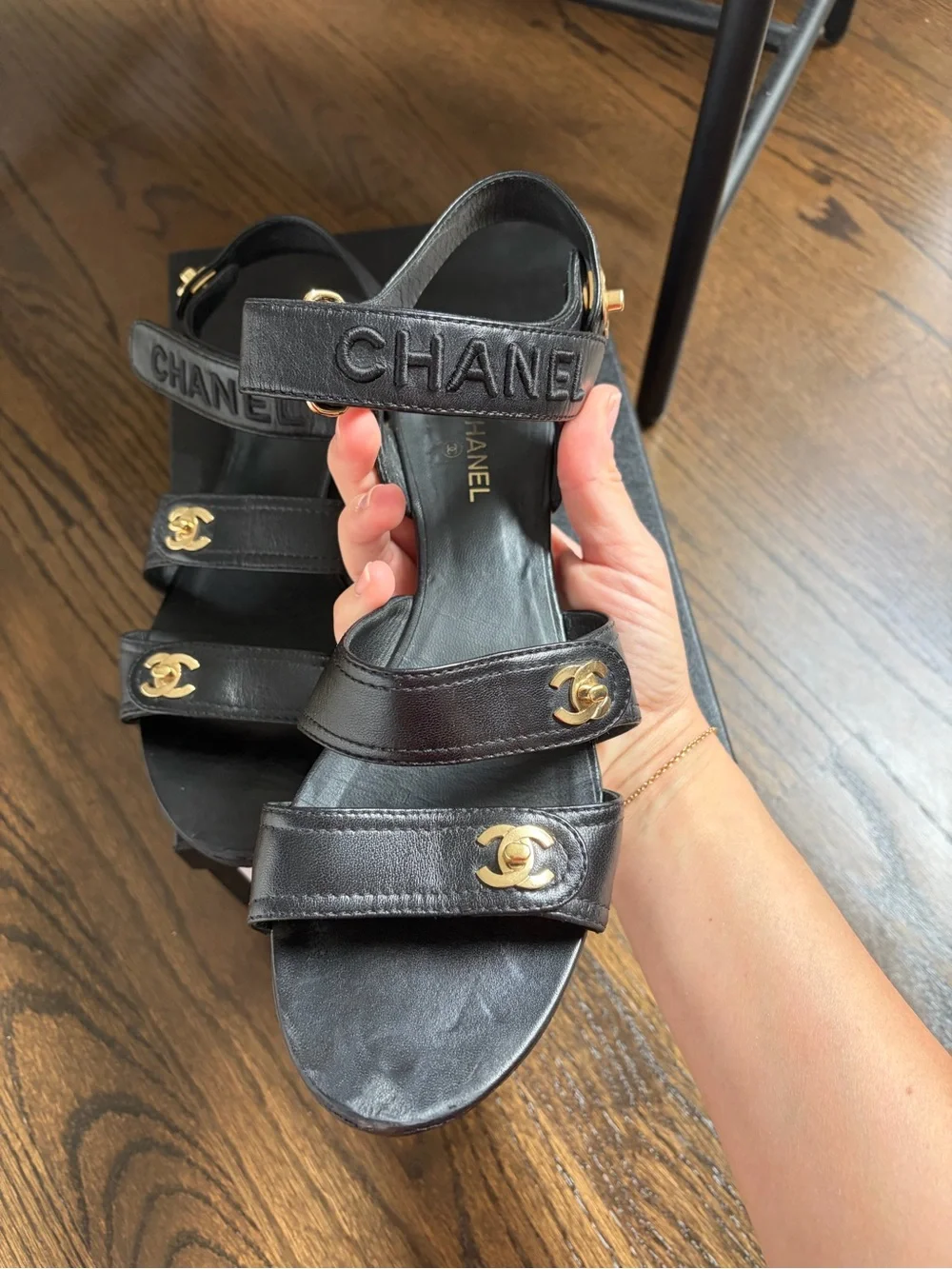 Chanel Interlocking CC Logo Slingback Sandals Size 40